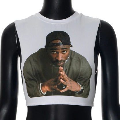 CUTENOVA 2024 Women'S Summer New Retro 3D Print Sexy Tank Tops Street Hipster O Neck Sleeveless Cut Out Vest Club Crop Tops