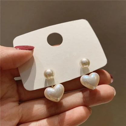 925 Silver Needle Korean Fashion Imitation Pear Earrings For Women Jewelry 2025 Trending New Luxury Women's Heart Stud Earrings