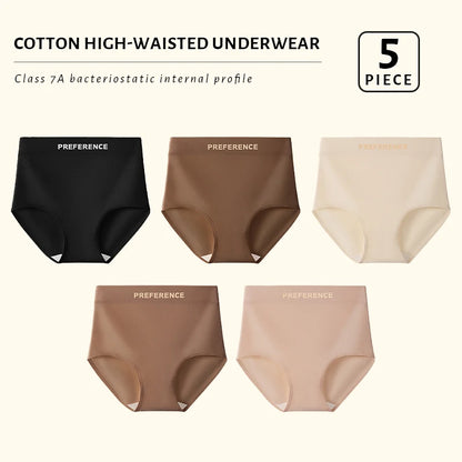 FallSweet 5Pcs Women Plus Size Cotton Panties Seamless Panties Comfort Breathable Underwear Girls Mid-Waist Briefs Sexy Lingerie