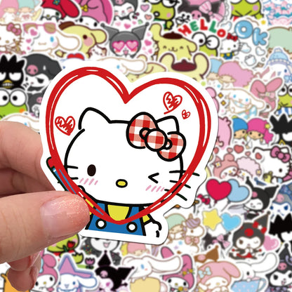 50/100PCS Sanrio Mix Stickers Hello Kitty Kulomi Waterproof Graffiti Phone Laptop Luggage Guitar Notebook Stickers Kids Toys