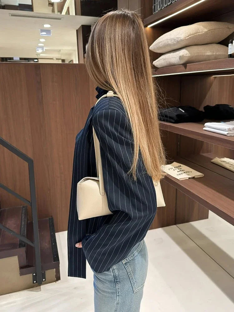 Tornova Vネック リボン ブレザー コート レディース ストライププリント 長袖 ボタン オフィスレディ トップス エレガント 女性 スリム アウター 秋
