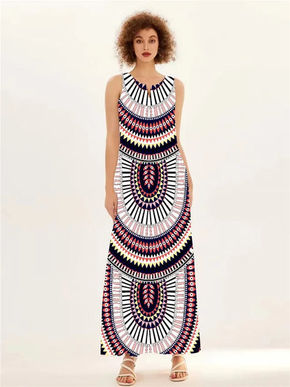 Spring Summer Long Dress Womens Long Casual Party Dresses Women Clothing Casual A-Line Printing V-Neck Pockets Maxi Dress Autumn