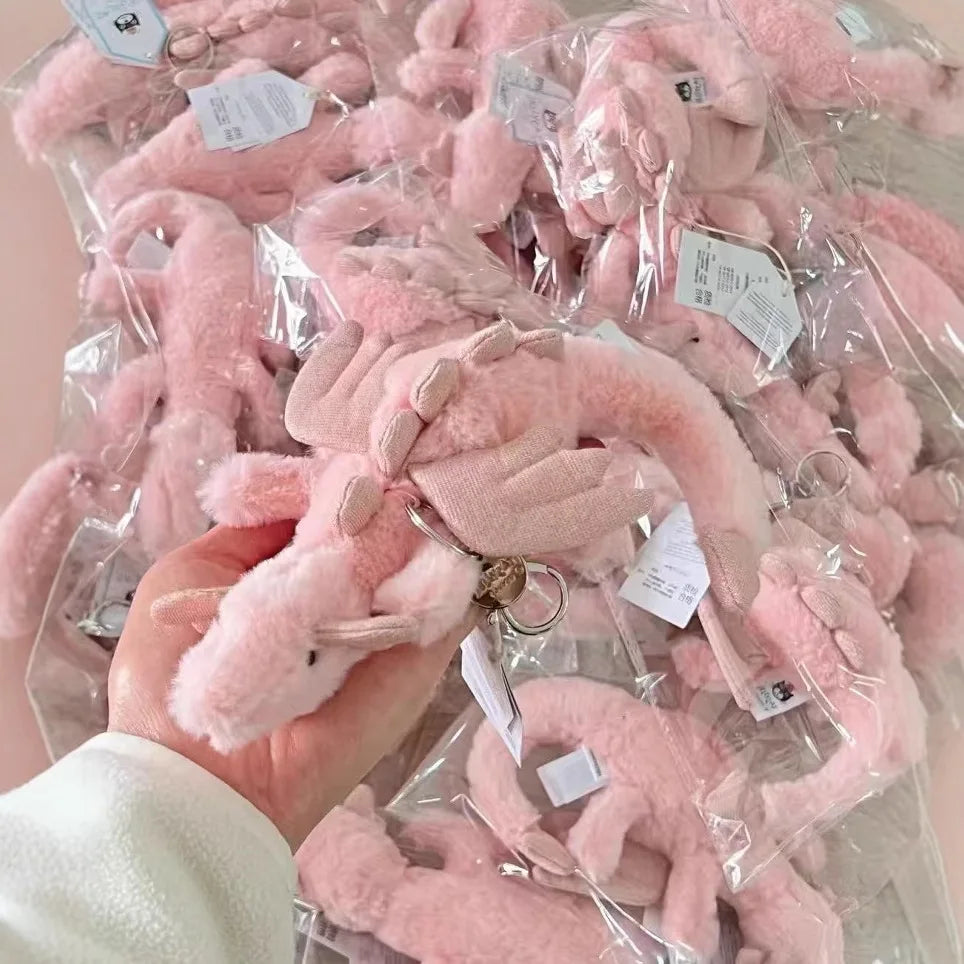 JellyCat 18cm ソフトぬいぐるみ 楽しいかわいい小さなドラゴンぬいぐるみ 動物ペンダント キーチェーン バッグペンダントアクセサリー 人形ペンダントギフト