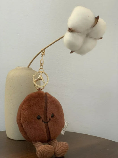 Jellycat コーヒー豆バッグペンダント 漫画ぬいぐるみ 笑顔のコーヒーフードぬいぐるみ かわいいキーチェーン ソフトドール 誕生日プレゼント 女の子