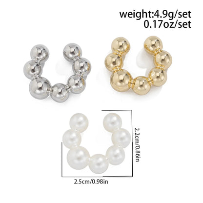 Three Pieces Set Pearls Without Ear Holes Clip Earrings for Women Fashion Customized Jewelry Minimalist Accessories Wholesale