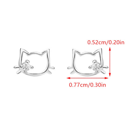 925 Sterling Silver Cute Hello Kitty Shining Zircon Earrings Kawaii Earrings Cartoon New Ins Sweet Student Exquisite Earrings