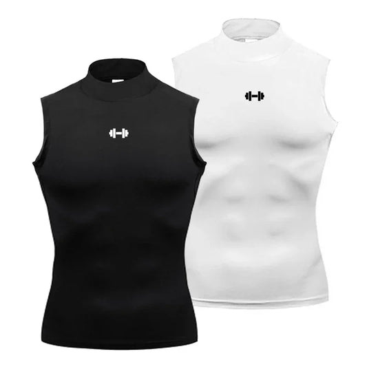 コンプレッションシャツ メンズ 夏用 スポーツウェア ランニングベスト 伸縮性 速乾 スポーツ ノースリーブ トップス Tシャツ タートルネック ジム ワークアウト タンクトップ