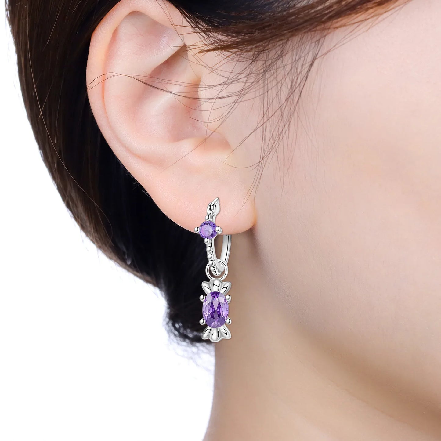 Orstarry 925 Sterling Silver Purple Zircon Candy Earrings Original Jewelry Drop Earrings Jewelry Party Anniversary Gifts