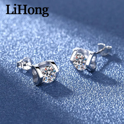 925 Sterling Silver Earrings Angel Kiss Inlaid With 1 Carat Zircon Heart-Shaped Elegant Jewelry For Women