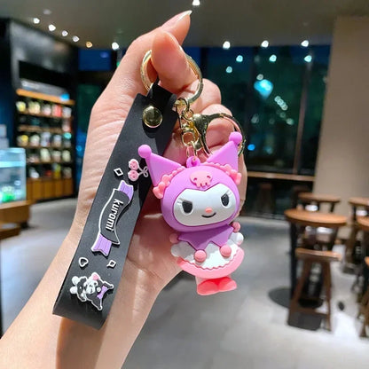 Kawaii Sanrio Hello Kitty Keychain My Melody Kuromi Cinnamoroll Pompom Purin Pendant Keyring Cute Littletwinstars Keychains Toys