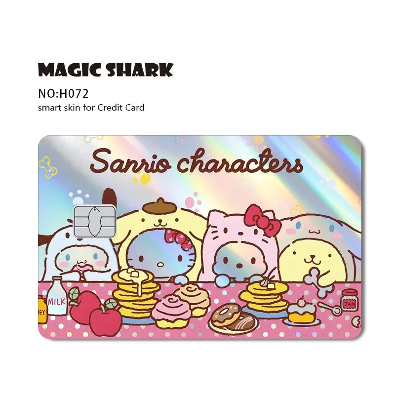 Hot Sale Hello Kitty Kuromi Holographic Laser Shinny Film Skin Cover Sticker for Debit Credit Card Bank Card