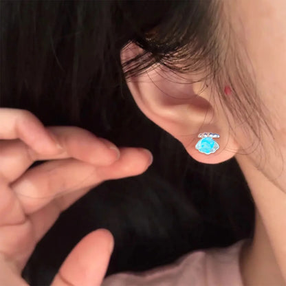 Fashion Shell-shaped Stud Earrings Blue Color Earrings for Women Ear Studs Sweet Girls Fashion Jewelry Party Gifts