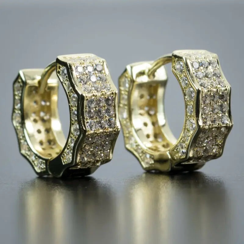 Vintage Hip Hop Round Hoop Earrings for Men Crystal Cubic Zirconia Fashion Versatile Male Jewelry Trend Circle Earring Gift