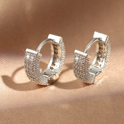 Vintage Hip Hop Round Hoop Earrings for Men Crystal Cubic Zirconia Fashion Versatile Male Jewelry Trend Circle Earring Gift