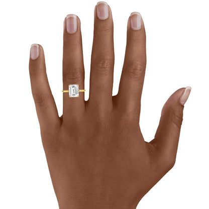 Classic 14K Gold Ring Certificate Emerald Cut Moissanite Diamond Rings 1ct 2ct 3ct Au585 K Gold Wedding Fine Jewelry for Women