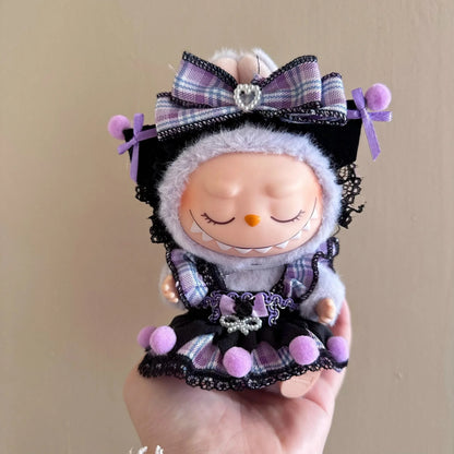 For 17cm Doll'S Clothes Outfit Accessories For Korea Kpop Kuromi Labubu clothes purple dress Clothing Gift