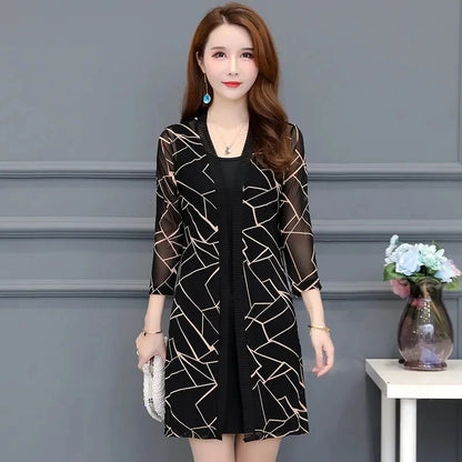 2024 Female Mid Length Large Size Sun Protection Cardigan Tops Coat Women Summer Gauze Lace Print Thin Sun Sunscreen Jacket 5XL