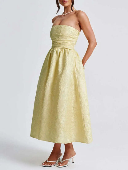 Giyu Club Evening Party Dresses Women 2025 Summer Sexy Bow Halter Long Dress Elegant Jacquard Lace Up Backless Birthday Robe