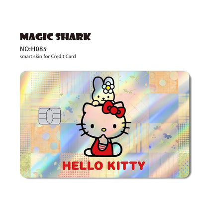 ホットセール Hello Kitty Kuromi ホログラフィックレーザー光沢フィルムスキンカバーステッカー（デビット・クレジットカード・銀行カード用）