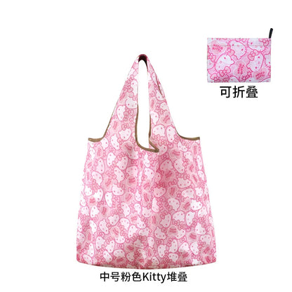 New Hello Kitty Supermarket Shopping Bag Large Capacity Bag Cartoon kuromi Portable Foldable Cloth Bag Shoulder Bag