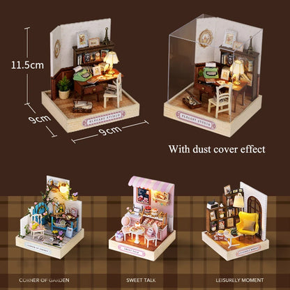 木製ミニチュアドールハウス DIY 小さな家キット 3Dパズル 組み立て式ハウス 家具 おもちゃ 子供の誕生日プレゼント