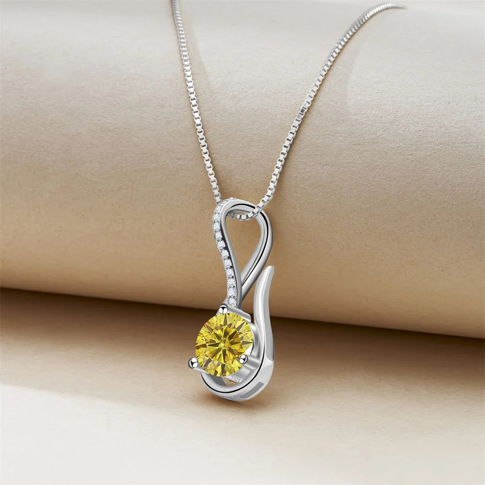 2 Carat 8mm Moissanite Necklace for Women GRA Certified 925 Sterling Silver Solitaire Pendant Chain Diamond Tester Included