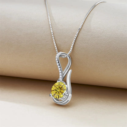 2 Carat 8mm Moissanite Necklace for Women GRA Certified 925 Sterling Silver Solitaire Pendant Chain Diamond Tester Included