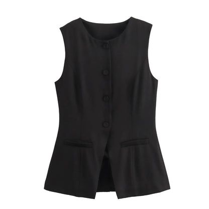 MUJER 2025 White Sleeveless Vest Women Button Summer Vests for Women Jacket Pink Vest Top Women Streetwear Women's Tailored Vest