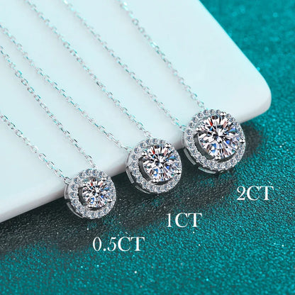 Smyoue 0.3-2CT 100% D Color Moissanite Necklace for Women Sparkling Lab Diamond Pendant 925 Sterling Silver Wedding Jewelry GRA