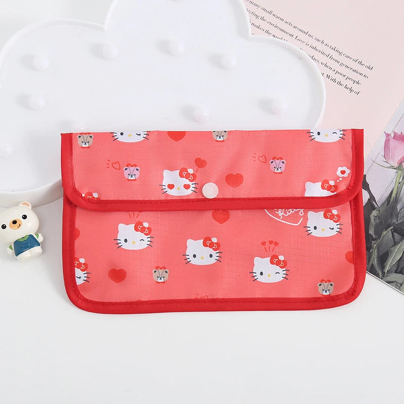 Sanrio Kuromi Waterproof Mask Storage Bag Melody Portable Small Item Storage Bag Cosmetic Bag Oxford Cloth Receipt Bag