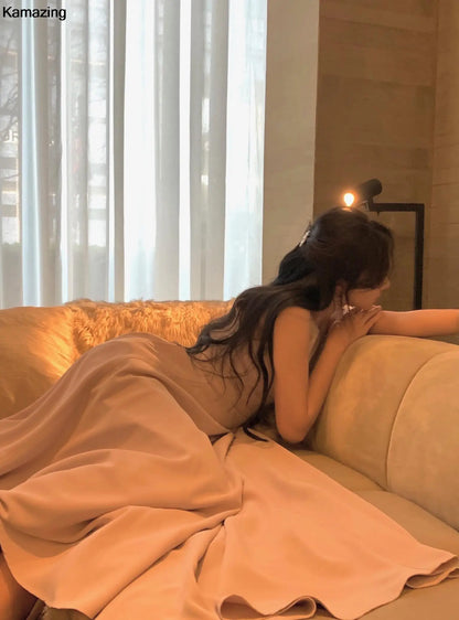 French Romantic A-line Party Dresses Women Elegant Sleeveless Birthday Graduation Midi Dress Summer New Fashion Mujers Robe