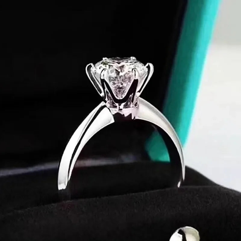 ソリティアリング 本物 925スターリングシルバー 1ct モアサナイト cz 婚約 結婚指輪 レディース ブライダル ステートメント パーティージュエリー