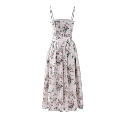 Mingmingxi Summer Floral Print Dress Elegant 2025 New Arrivals Spaghetti Strap Flare Dress Maxi Holiday Party Dresses Women