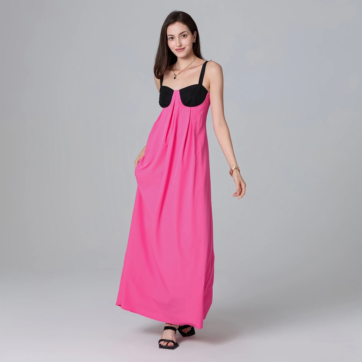 Puloru Night Clubbing Party Dresses Women Patchwork Backless Sleeveless Loose Fit Slips Long Dress Gown Evening Vestidos