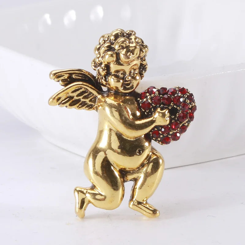 Enamel Angel Brooches for Women Unisex Cupid Love Character Pins Banquet Party Backpack Gifts Jewelry Accessories
