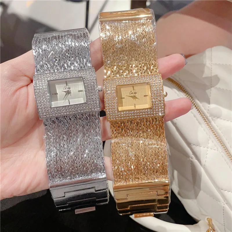 Luxury Fashion Gold watches for women Large Dial Delicate Bracelet Quartz womens watch Water Resistant reloj mujer