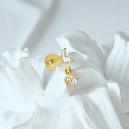 Aide 925 Sterling Silver 1pc Geometry Multi Piercing Stud Earrings For Women K Gold Simple Elegant Tassel Jewelry Gift Pendiente