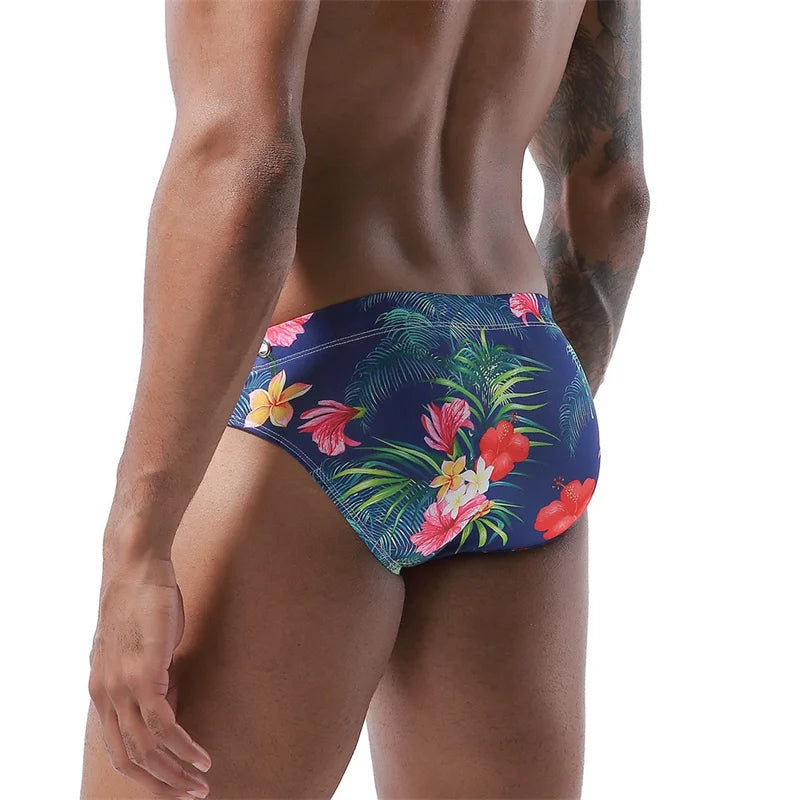 Men's Swimwear Swimsuit Beach Low Waist Briefs Swimsuit Leopard Digital Printing Crochet Bikini Surfing Swim Wear Bathing Suit