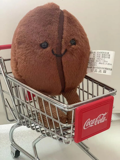 Jellycat コーヒー豆バッグペンダント 漫画ぬいぐるみ 笑顔のコーヒーフードぬいぐるみ かわいいキーチェーン ソフトドール 誕生日プレゼント 女の子
