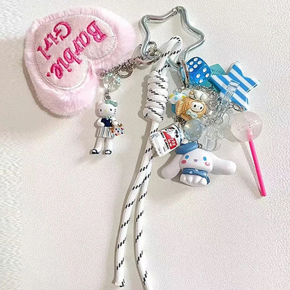 Sanrios Hellokittys Keychain Kawaii Cute Action Figure Rabbit Plush Key Chain Doll Pendant Bag Charm Accessories Keyring Ins