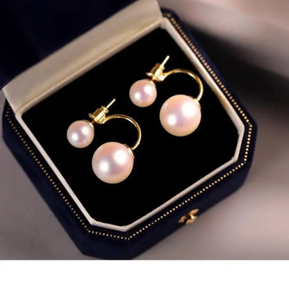 925 Silver Needle Korean Vintage Brown Pearl Earrings For Women Jewelry 2025 Trending New Luxury Women's Red Ball Earrings gifts