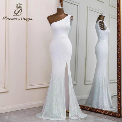 Sexy One shoulder style evening dresses prom dresses vestidos de fiesta robe de soiree de mariage  party dresses women evening