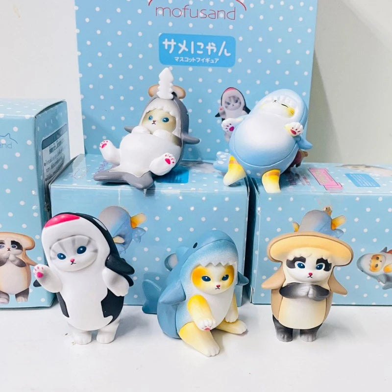 4cm Mofu 猫 サンズ アクションフィギュア コレクションセット 動物ヘッドギア人形 かわいい PVCモデル デスクトップ装飾 工芸品 ギフト おもちゃ