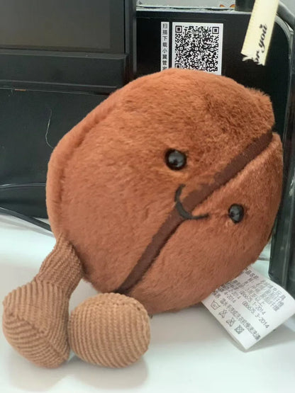 Jellycat コーヒー豆バッグペンダント 漫画ぬいぐるみ 笑顔のコーヒーフードぬいぐるみ かわいいキーチェーン ソフトドール 誕生日プレゼント 女の子