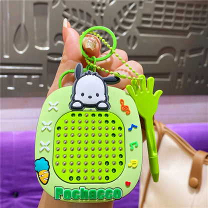 Cartoon Sanrio Hello Kitty Cute Anime Peripherals Toy Maze Decompression Healing Magnetic Suction Steel Ball Graffiti Key Chain