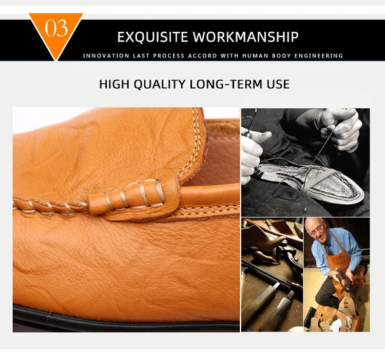 Men Loafers 2024 New Leather Shoes Men‘s Casual Shoes Moccasins Breathable Sneakers Men Driving Shoes Comfort Flats Plus Size 46