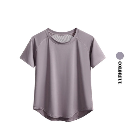 DRUR ヨガトップス スポーツウェア レディース ジムシャツ 通気性 速乾 半袖 ワークアウト Tシャツ ジョガー ランニング Tシャツ ヨガウェア 新作