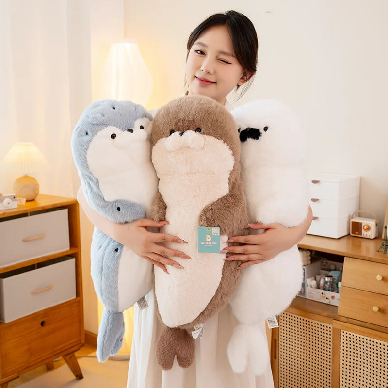 高品質 本物 かわいい 漫画 海の生き物 カワウソ ぬいぐるみ 枕 ヘッドセット ブルーシール カワウソ ぬいぐるみ 誕生日プレゼント