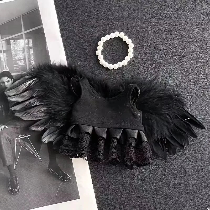 POP MART Labubu clothes caybaby suits black and white angel wing suit wholesale no dolls only baby clothes