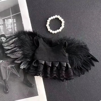 POP MART Labubu clothes caybaby suits black and white angel wing suit wholesale no dolls only baby clothes